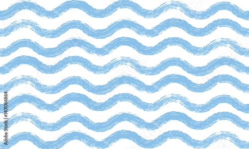 Seamless wave pattern. Wavy grunge brush stroke. Hand drawn water sea vector background. 