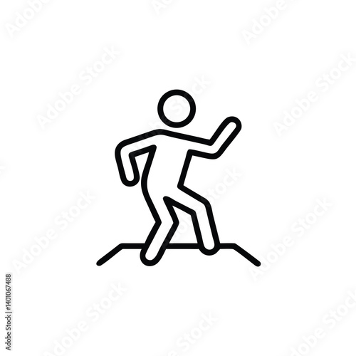 Outline Silhouette Of Person Stepping Up Or Climbing Over An Obstacle Icon Illustration Symbol Minimalist Design