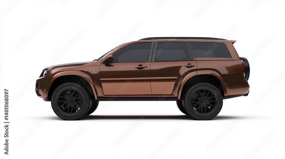 A full side profile of a copper soil brown SUV A full side profile of a copper soil brown SUV