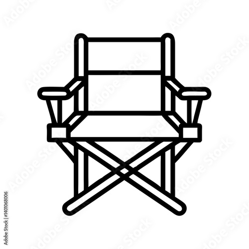 Folding Camp Chair with Armrests Icon Design