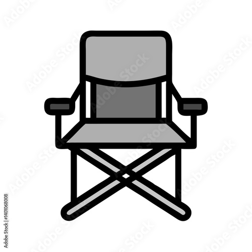 Folding Camp Chair with Armrests Icon Design