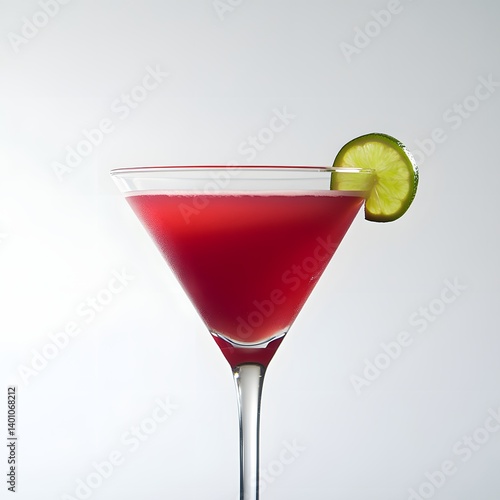 Obraz na płótnie Cosmopolitan Cocktail in a Chilled Glass with Lime Twist on White Background w salonie