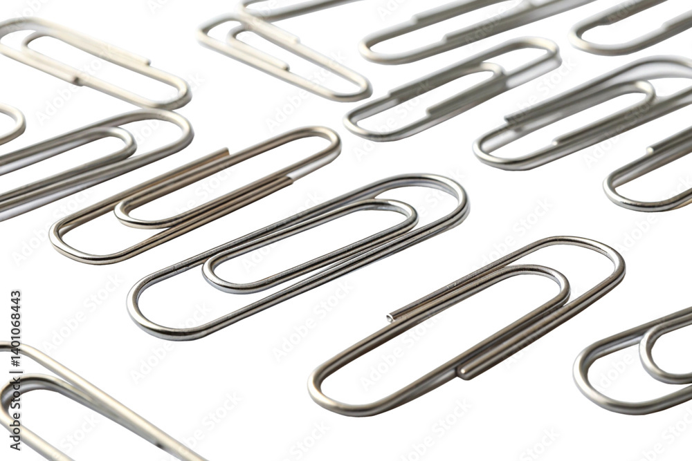 close-up of paper clips, isolated on transparent background - generated by ai close-up of paper clips, isolated on transparent background - generated by ai
