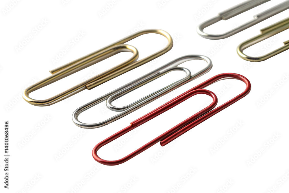 close-up of paper clips, isolated on transparent background - generated by ai close-up of paper clips, isolated on transparent background - generated by ai