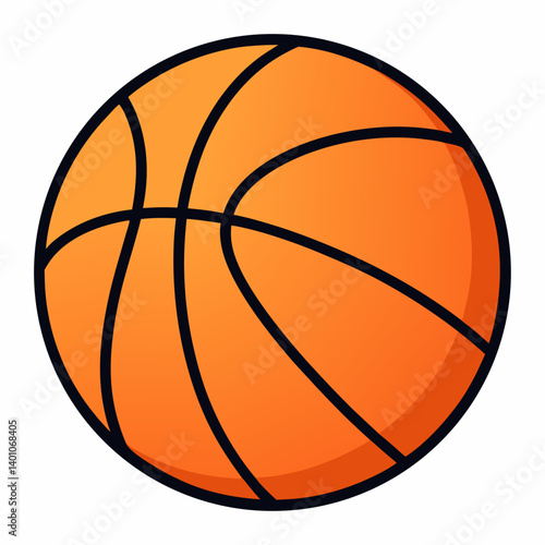 Cartoon basketball icon flat round orange sports ball

