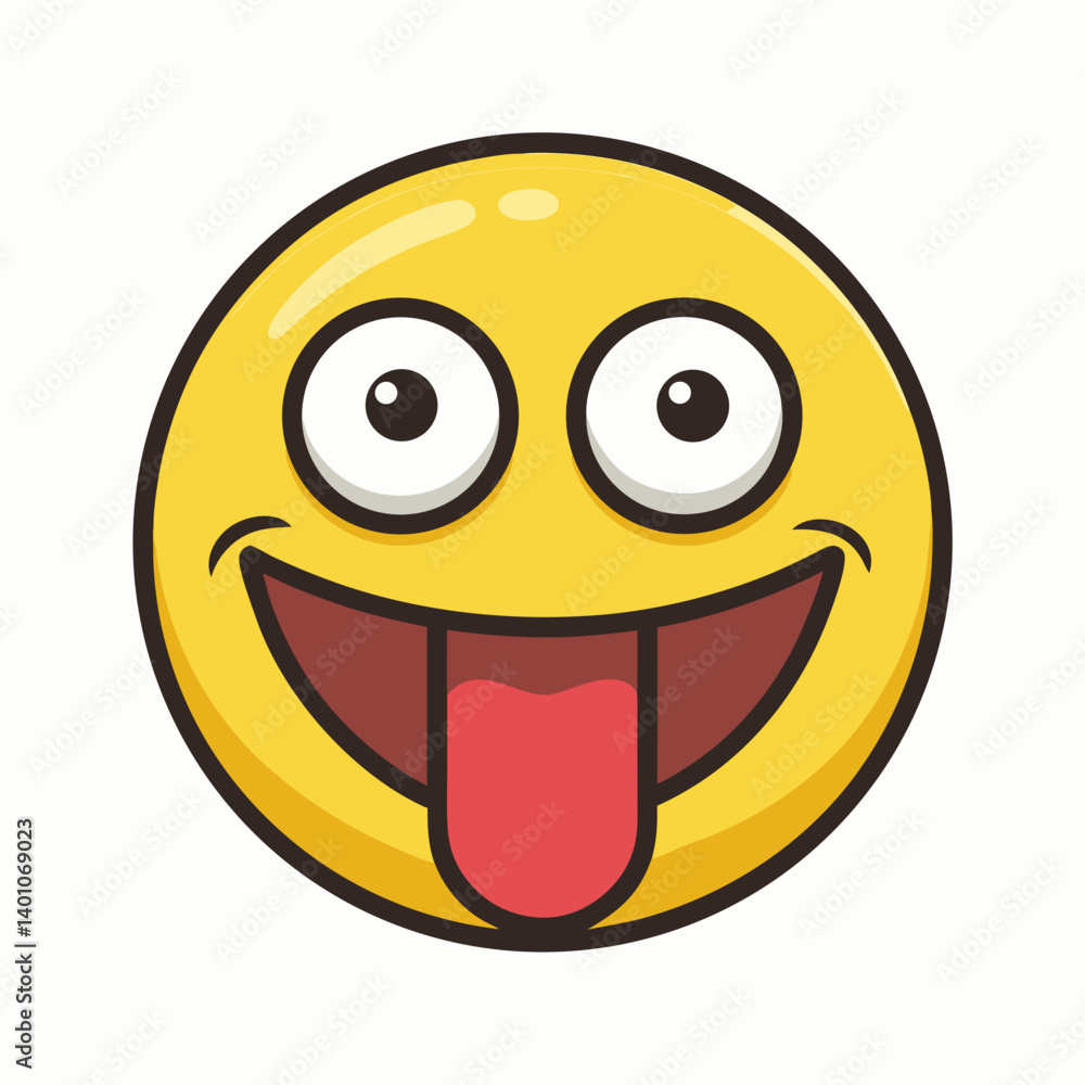 Funny cartoon emoji with tongue out silly face playful expression vector
Funny cartoon emoji with tongue out silly face playful expression vector