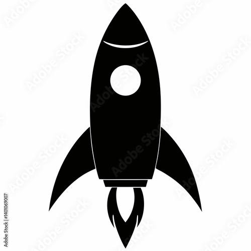 Black rocket silhouette icon simple space travel launch vehicle vector

