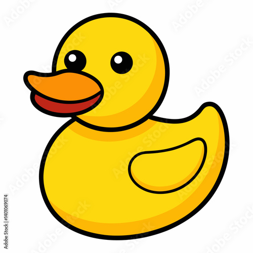 Yellow rubber duck cartoon icon smiling cute bath toy vector illustration

