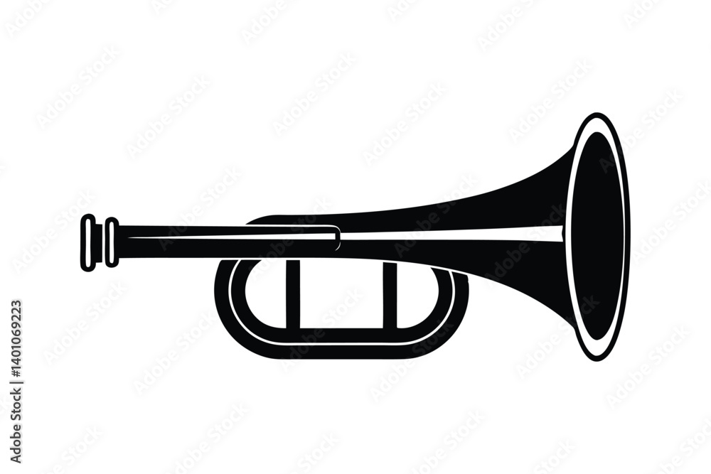 Silhouette art illustration of a bugle.eps Silhouette art illustration of a bugle.eps