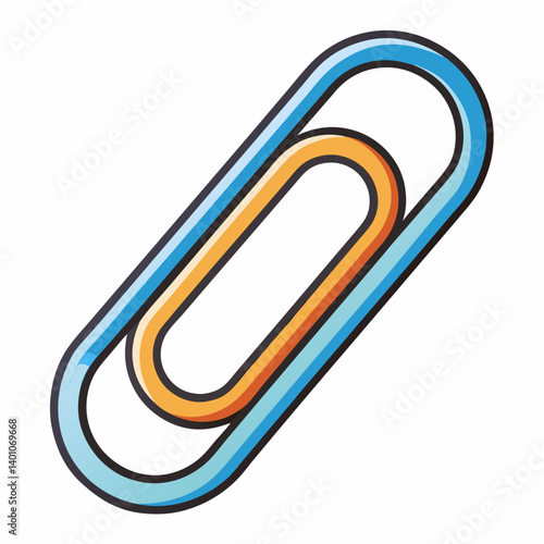 Blue and Orange Paperclip Icon for Document Binding Organization