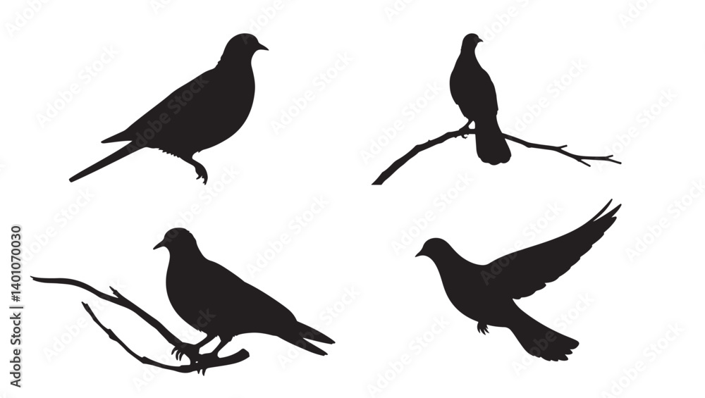 Obraz premium Dove silhouette vector art white background