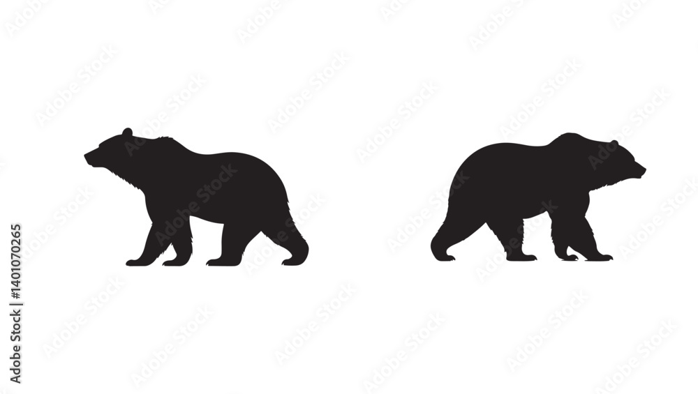 Fototapeta premium Grizzly bear or polar bear silhouette flat vector icon