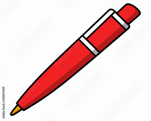 Red Pen Icon for Writing and Office Supplies