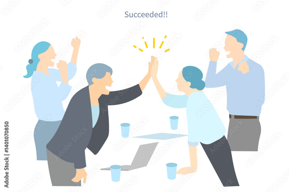 group of business people-Business person vector illustration of a man and woman high-fiving team - Negotiation - Contract - Successハイタッチをする男女のチームー交渉成立ー契約ー成功ービジネスパーソンベクターイラスト素材 group of business people-Business person vector illustration of a man and woman high-fiving team - Negotiation - Contract - Successハイタッチをする男女のチームー交渉成立ー契約ー成功ービジネスパーソンベクターイラスト素材