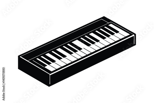 Silhouette art illustration of a synthesizer keyboard.eps