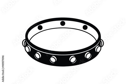 Silhouette art illustration of a tambourine in simple and clean lines.eps