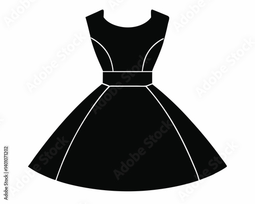 Black Dress Icon for Fashion and Design Themes