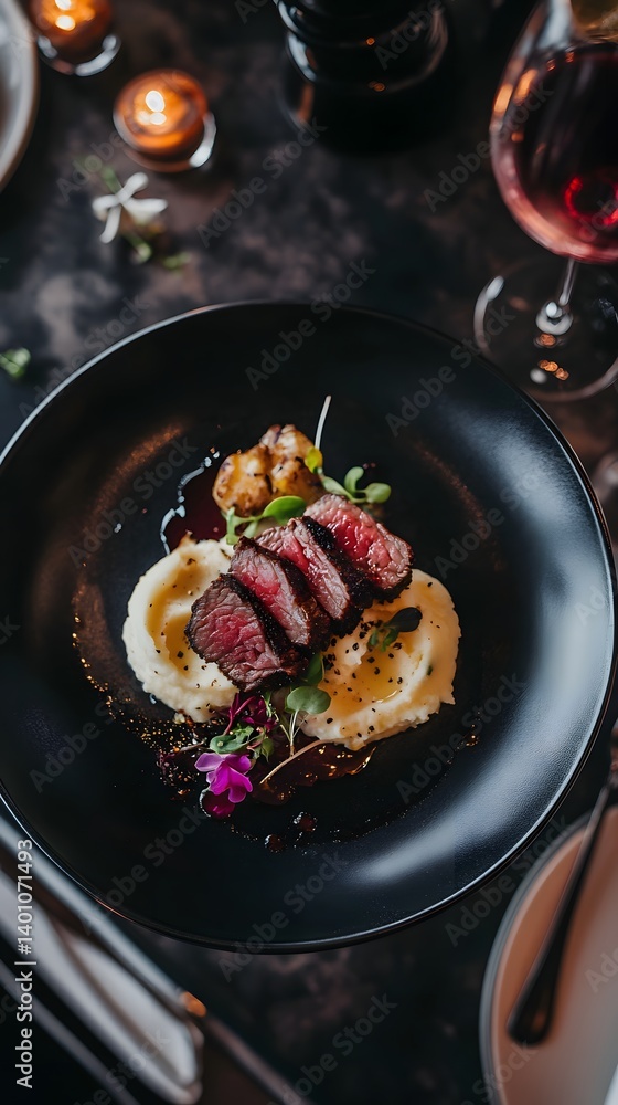 Gourmet Fusion: Artistic Plating of Fine Dining Cuisine in a Luxury Restaurant