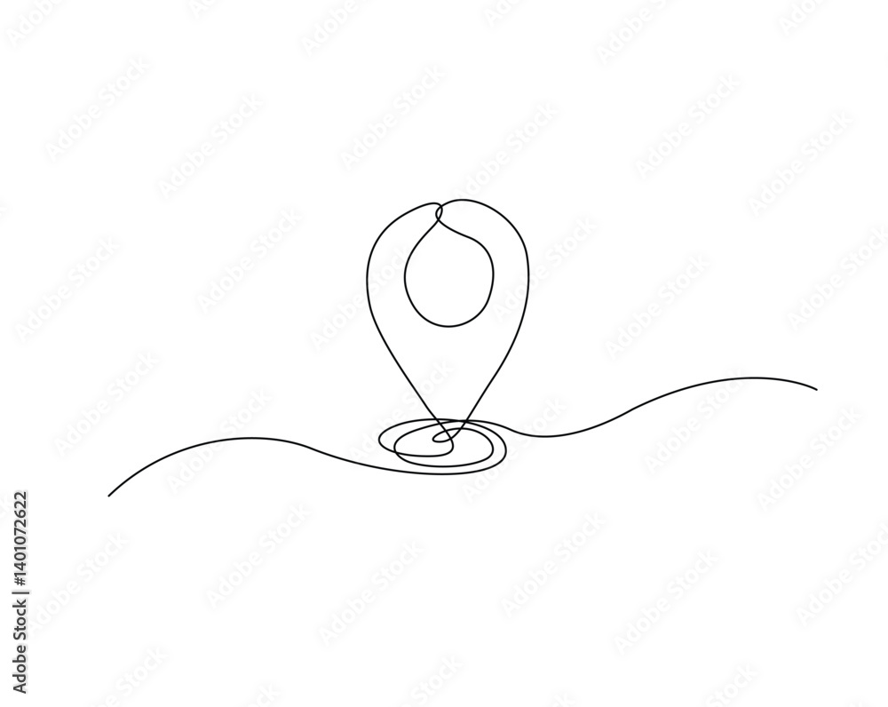 Location pointer outline illustration. Continuous line drawing of gps pin location. Location pointer outline illustration. Continuous line drawing of gps pin location.