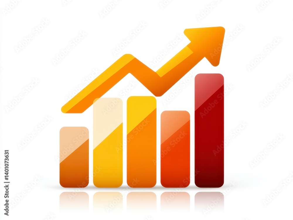 Abstract Orange And Red Bar Chart With Upward Trending Arrow Abstract Orange And Red Bar Chart With Upward Trending Arrow