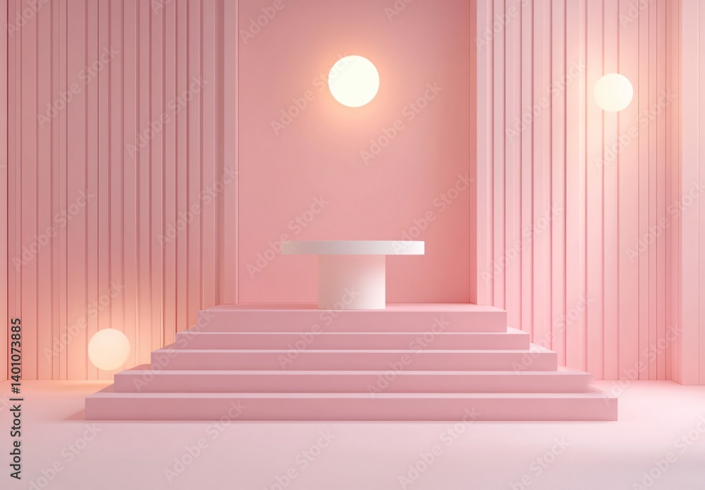 Fototapeta premium Minimalist pink studio setup abstract photography modern design soft lighting creative space aesthetic vibe