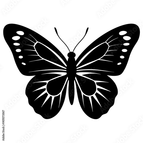 AI Generated Admiral Butterfly Vector Silhouette Isolate White Background