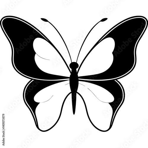 AI Generated Admiral Butterfly Vector Silhouette Isolate White Background