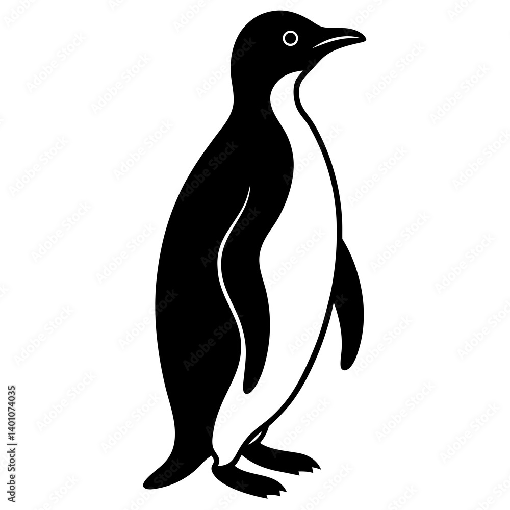 Naklejka premium AI Generated Ad-lie Penguin Vector Silhouette Isolate White Background