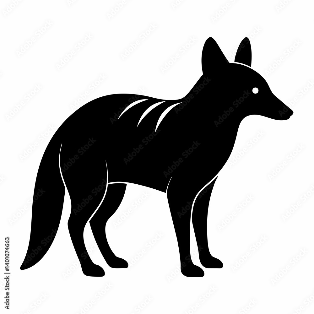 Obraz premium AI Generated Aardwolf Vector Silhouette Isolate White Background