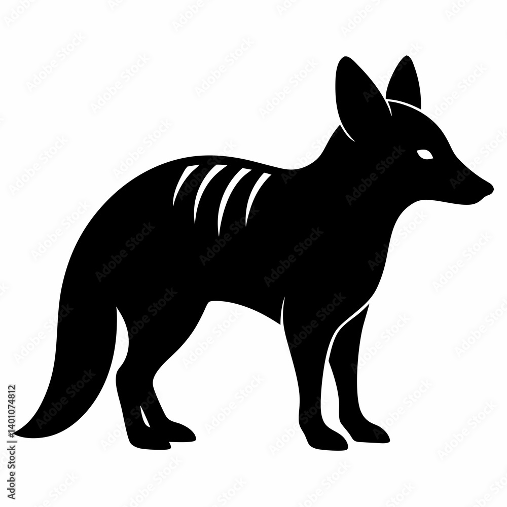 Fototapeta premium AI Generated Aardwolf Vector Silhouette Isolate White Background