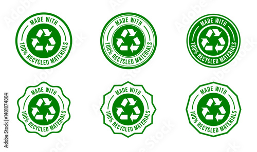 made with 100 % recycled materials stamp badge set 