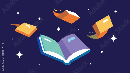 Floating Books With Magical Glow