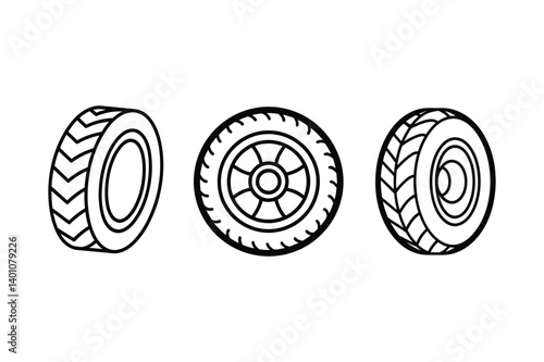 tire tread icon outline vector illustration