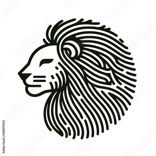 Stylized lion head illustration with intricate lines, symbolizing courage and nobility