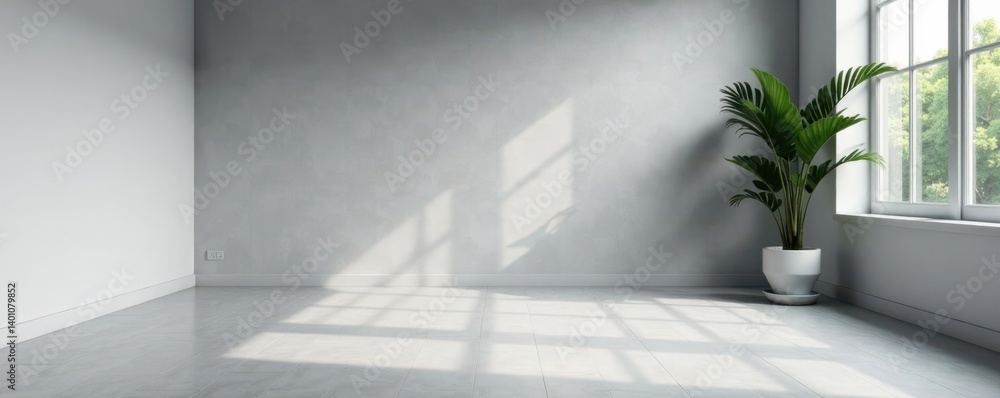 Fototapeta premium Simple and clean studio with a gradient floor and grey walls perfect for showcasing products or interior designs, empty, product showcase