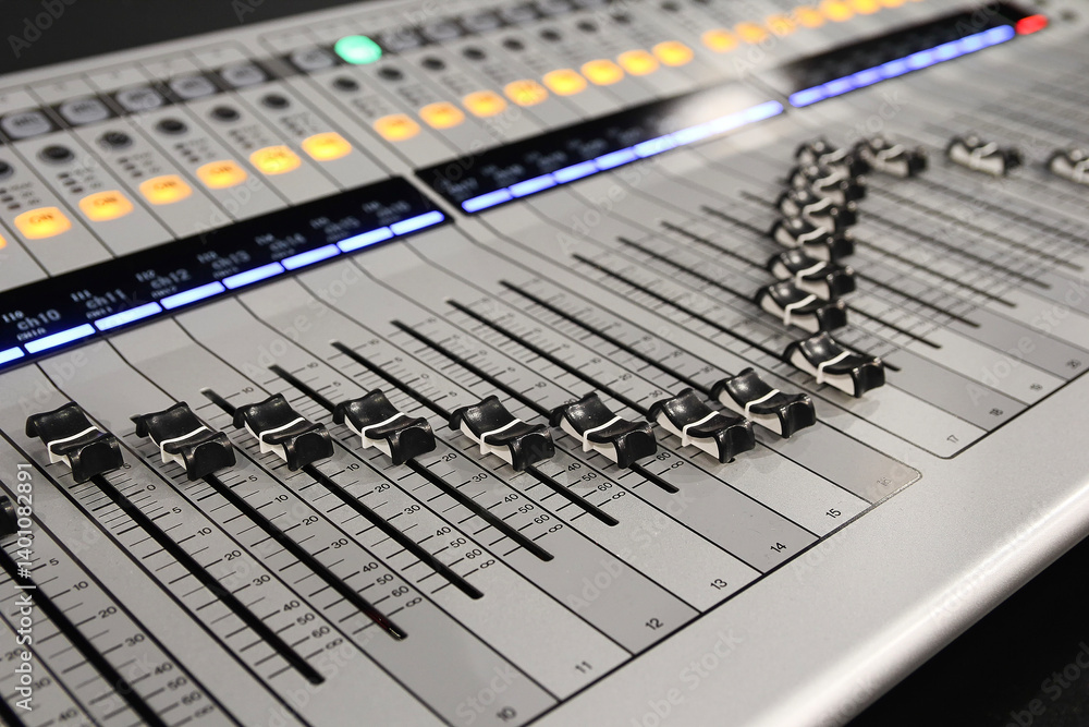 Professional silver digital audio mixer Professional silver digital audio mixer