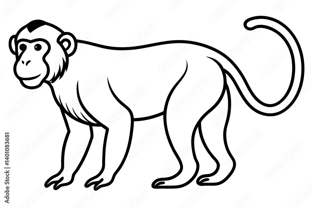 Stylized Proboscis Monkey Outline Stylized Proboscis Monkey Outline