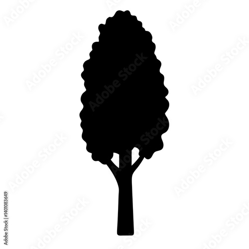 poplar tree silhouettes - black poplar tree, isolated transparent background