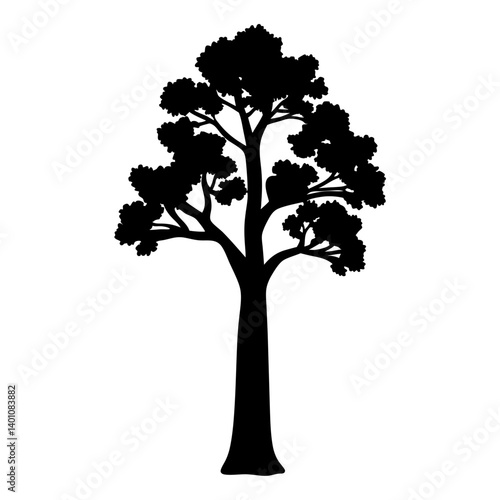 redwood tree silhouettes - black redwood tree, isolated transparent background