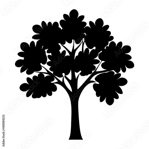sassafras tree silhouettes - black sassafras tree, isolated transparent background