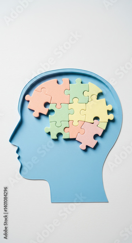 Wallpaper Mural Brain Puzzle: Unlocking Mental Health, Memory & Cognitive Function. Brain Teaser, Intelligence, Autism Awareness. Creativity! Torontodigital.ca