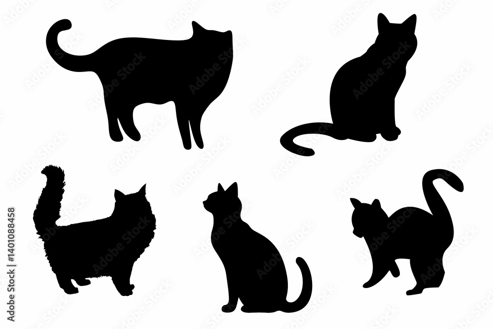 Set of black cat silhouettes Set of black cat silhouettes