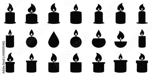 Black silhouette candles flames icon illustratation