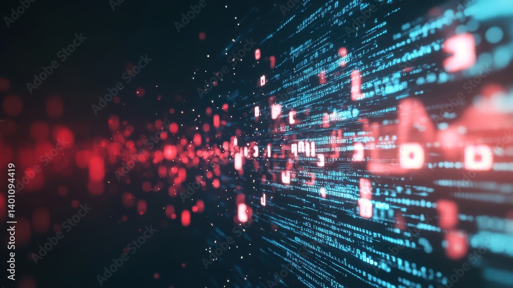 Obraz premium Digital data stream in high-tech environment for innovation and technology design. Big Data Analysis