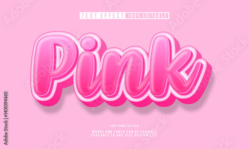 Editable 3D pink text effect with modern and playful font style.