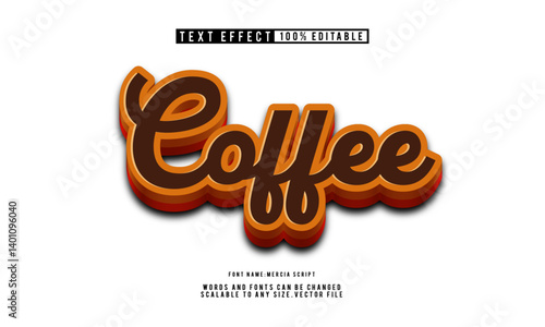 3D coffee text effect with editable stylish design.
