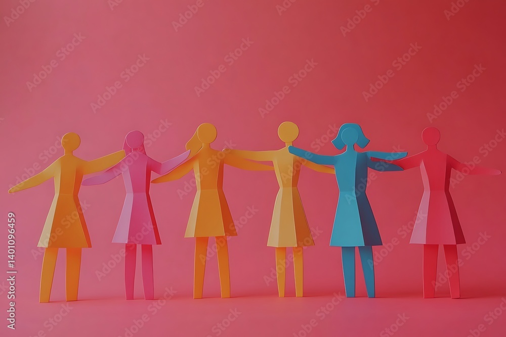Diverse Women Paper Dolls Teamwork Unity Diverse Women Paper Dolls Teamwork Unity