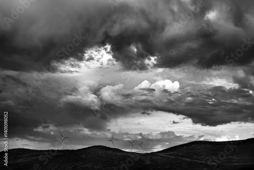 Tableau sur toile Atardecer nuboso en blanco y negro del Puerto de La Laja