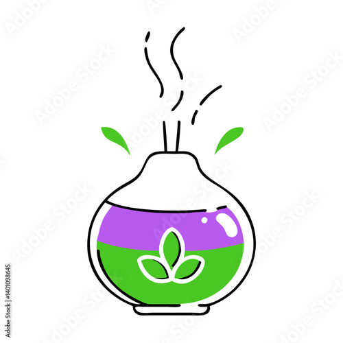 Aromatherapy diffuser releasing calming scents with leaves  