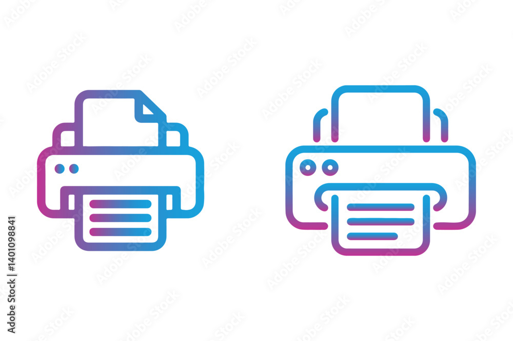 Gradient Colored Outline Printer Icon Gradient Colored Outline Printer Icon
